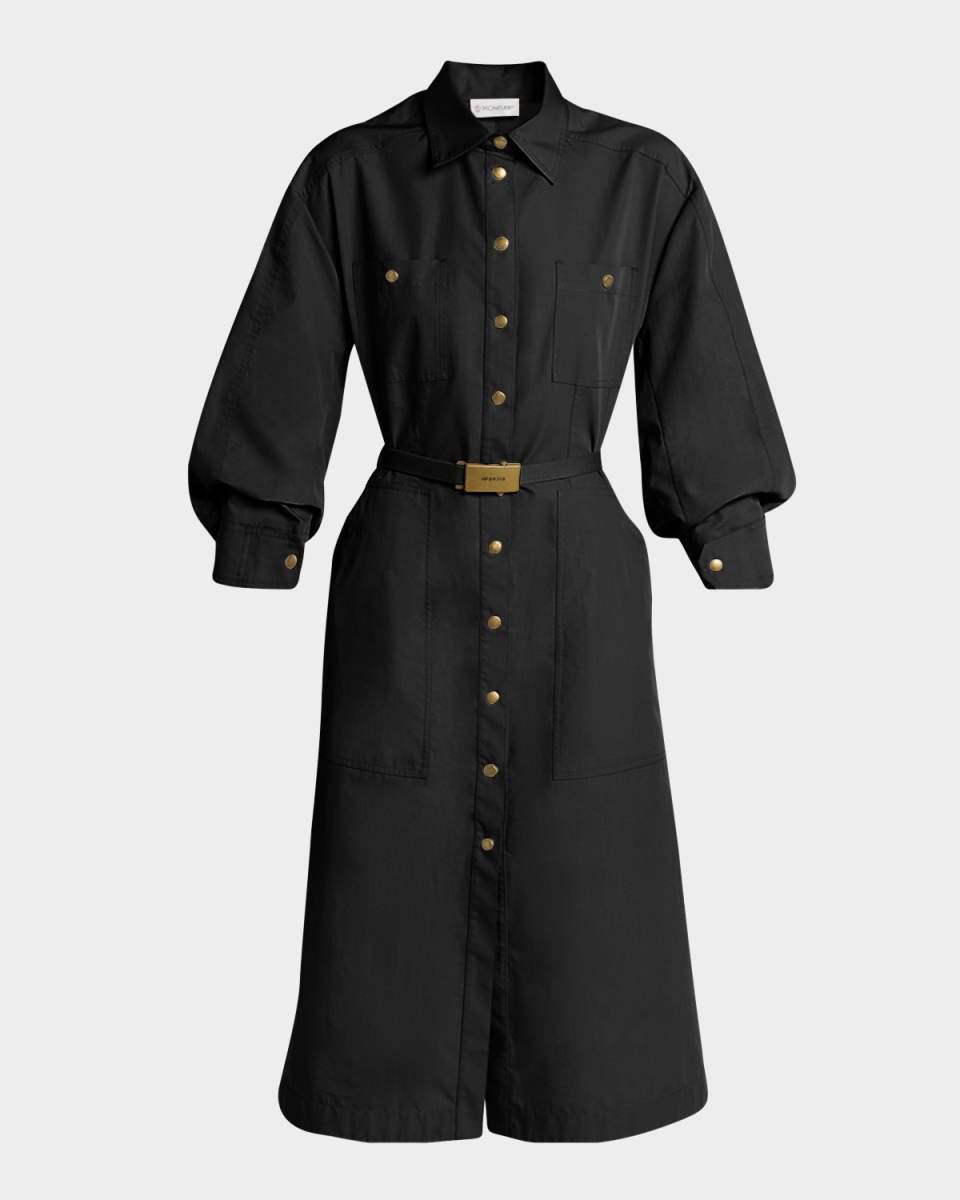 Belted Puff-Sleeve Shirtdress